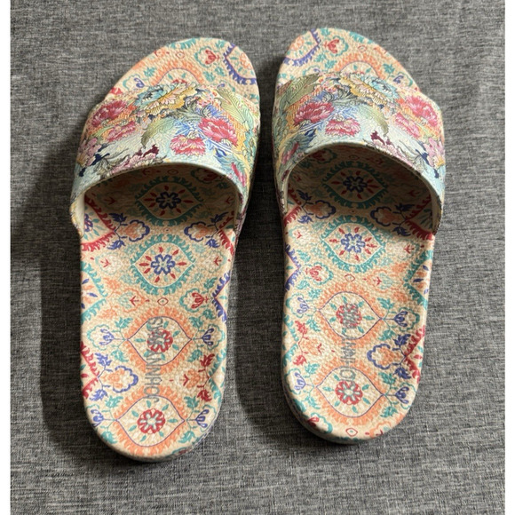 Johnny Was Size 10M Pearce Wave Pool Slide Sandals Colorful Pink Floral Pattern - Picture 4 of 7